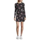 Arizona Long Sleeve Floral Fit & Flare Dress-juniors