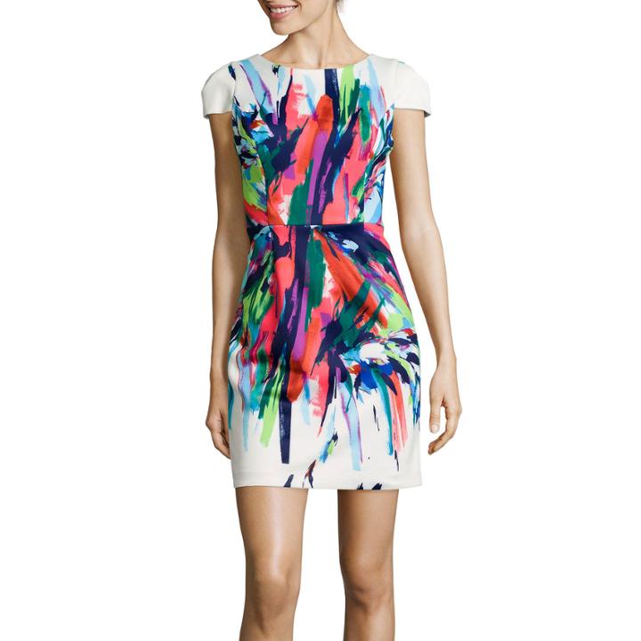 Isabelle & Nina Cap-sleeve Print Sheath Dress