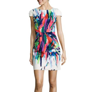 Isabelle & Nina Cap-sleeve Print Sheath Dress