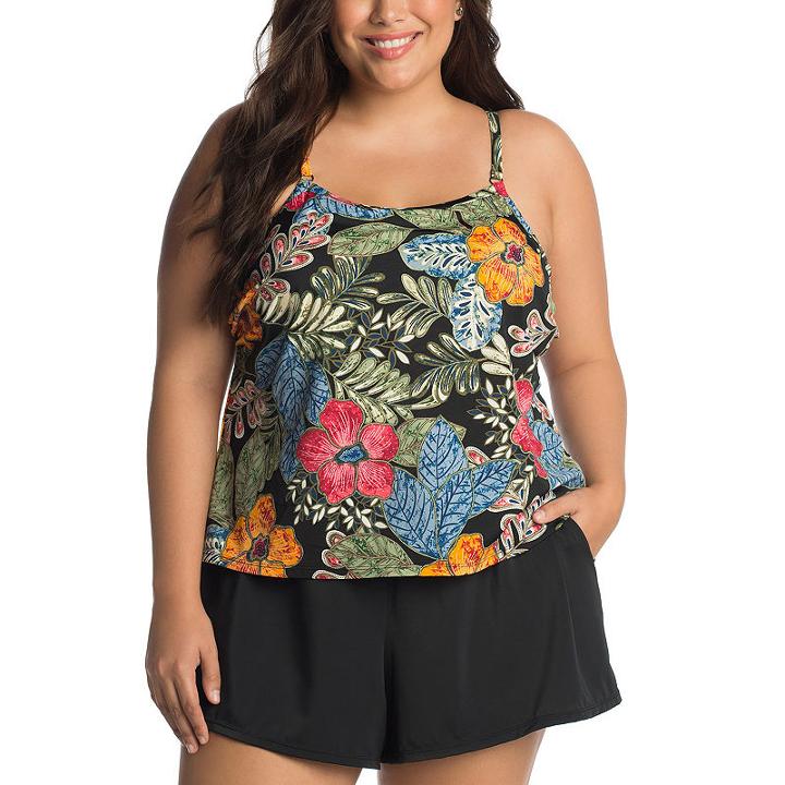 Trimshaper Control Jacobean One Piece Swimsuit Plus