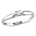 Womens 1/10 Ct. T.w. Genuine Princess White Diamond Sterling Silver Solitaire Ring