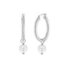 Genuine White Quartz Hoop Earrings