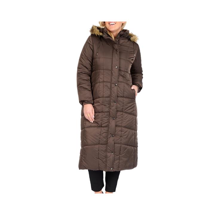 Excelled Faux-fur Trim Long Puffer Jacket - Plus