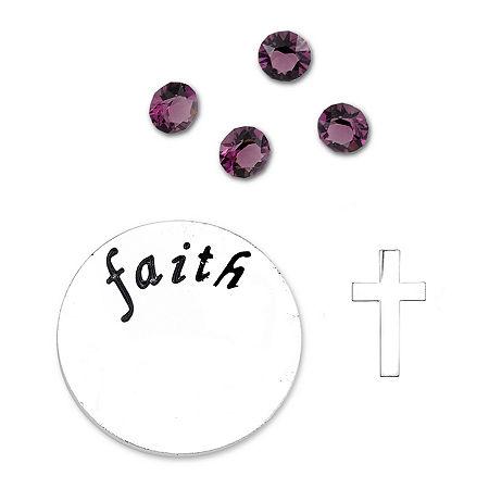 Footnotes Too Purple Crystal, Cross And Faith Disc Charm Set
