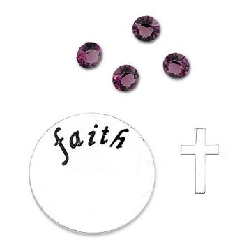 Footnotes Too Purple Crystal, Cross And Faith Disc Charm Set