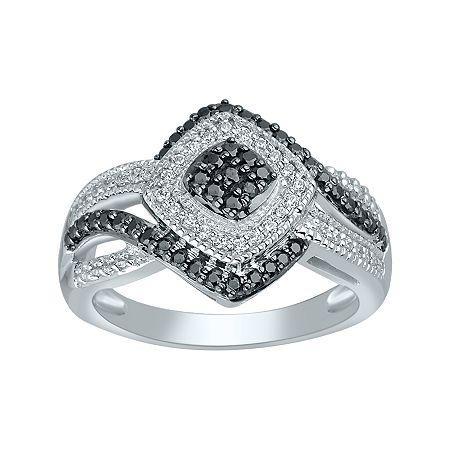 1/2 Ct. T.w. White And Color-enhanced Black Diamond Sterling Silver Ring