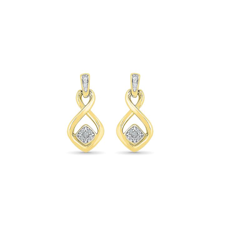 Diamond Accent White Diamond Gold Over Silver Drop Earrings
