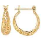 Sparkle Allure Gold Over Brass Filigree Click-top 19mm Hoop Earrings