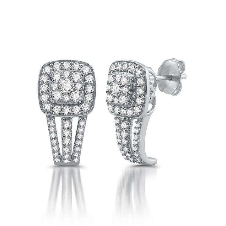 Diamond Blossom Genuine White Diamond Drop Earrings