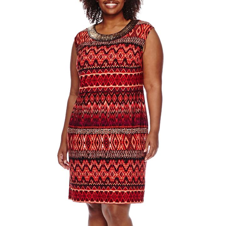 Studio 1 Sleeveless Embellished-neck Sundress - Plus