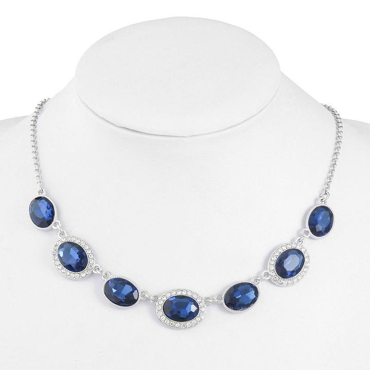 Monet Jewelry Womens Blue Pear Collar Necklace