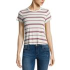 Pink Rose Short Sleeve Scoop Neck Pattern T-shirt-womens Juniors