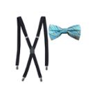 Jf J. Ferrar Tonal Stripe Bow Tie And Suspender Set