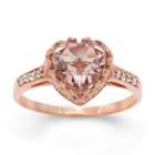 Womens Simulated Pink 14k Rose Gold Over Silver Heart Cocktail Ring