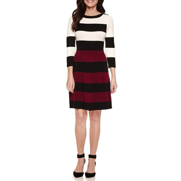 Studio 1 3/4 Sleeve Sweater Dress-petites