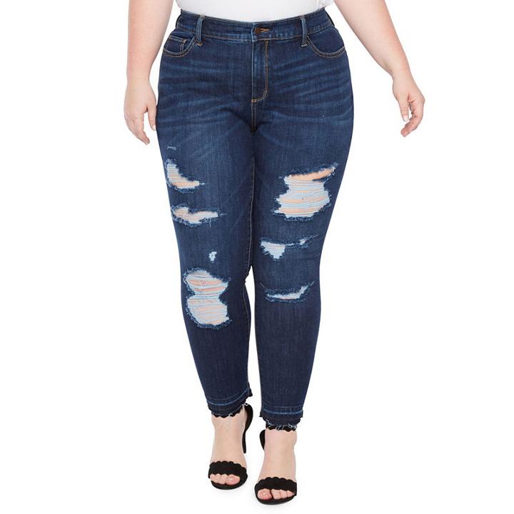 A.n.a Destructed Skinny Denim Ankle Jeans - Plus