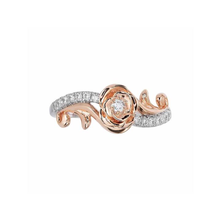 Enchanted By Disney 1/5 Ct. T.w. Round Diamond 10k Two Tone Gold Belle Engagement Ring