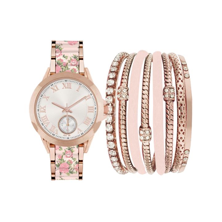 Fashion Watches Womens Rosegold And Blush Watch Boxed Set