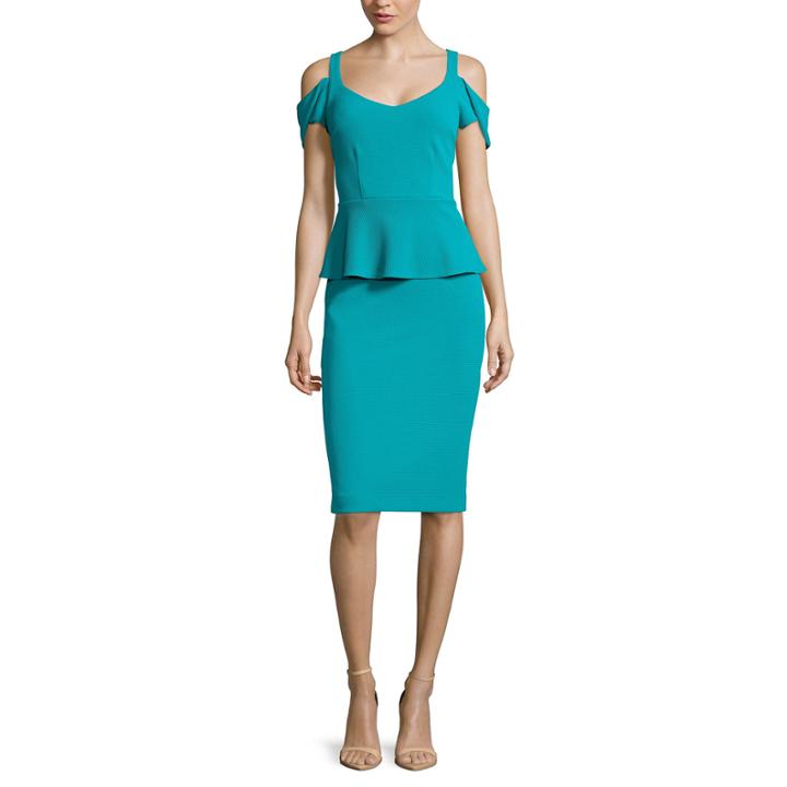Nicole By Nicole Miller Cold-shoulder Peplum Dress