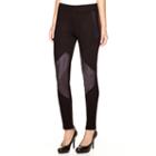 Sapphire Ink Diagonal-pieced Faux-leather Ponte Leggings