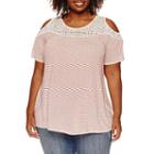 Stylus&trade; Short-sleeve Cold-shoulder Lace Tee - Plus