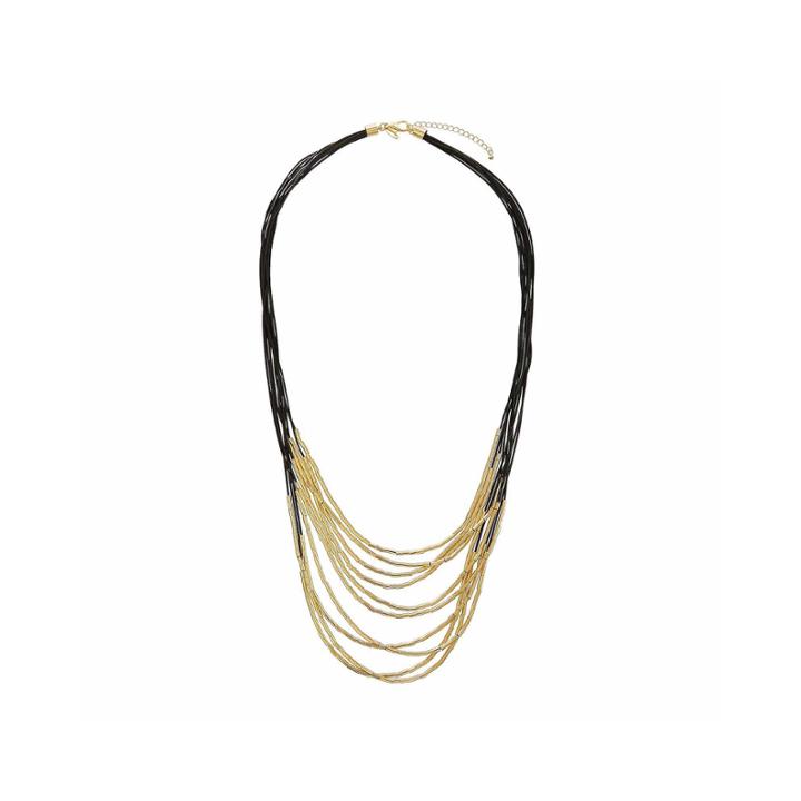 Natasha Fabric & Gold-tone Metal Necklace