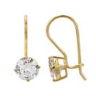 Silver Treasures Round Cz Gold Over Silver Drop Earrings
