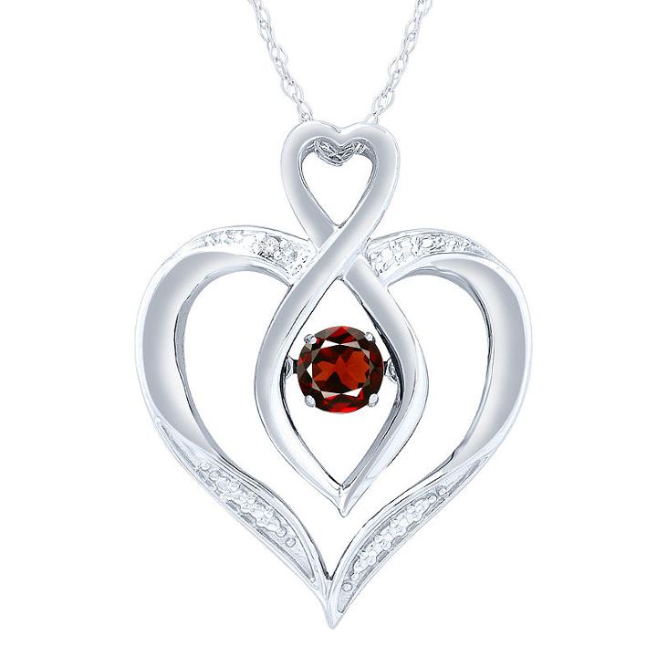 Womens Diamond Accent Genuine Red Garnet Round Pendant