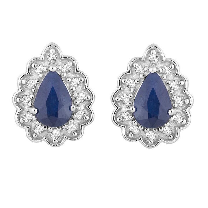 1/10 Ct. T.w. Genuine Blue Sapphire 10k White Gold 11.1mm Stud Earrings