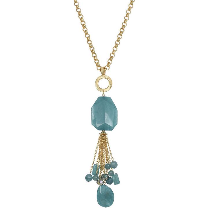 Rox By Alexa Mixed Gemstone Tassel Necklace
