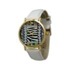 Olivia Pratt Womens Multi-color Pattern With Gold-tone Studs Dial White Leather Watch 13628white