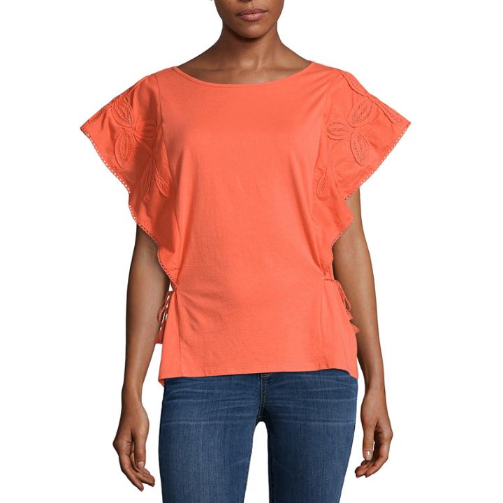 A.n.a Embroidered Flutter Sleeve Tee