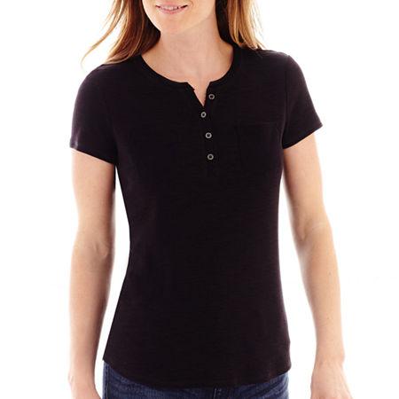 Liz Claiborne Short-sleeve Slub Henley T-shirt