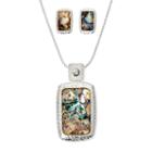 Mixit Abalone Rectangle Earring And Necklace Set