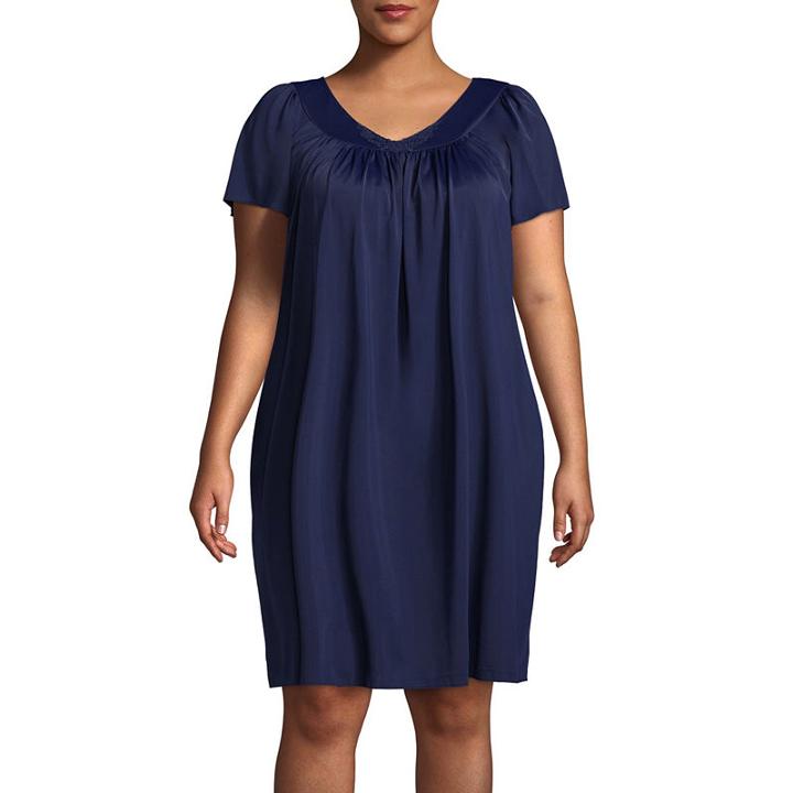 Collette By Miss Elaine Short Sleeve Nightgown - Plus