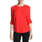 Worthingtonelbow Sleeveround Neck Knit Blouse