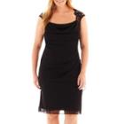Scarlett Sleeveless Faux-wrap Lace Trim Dress - Plus