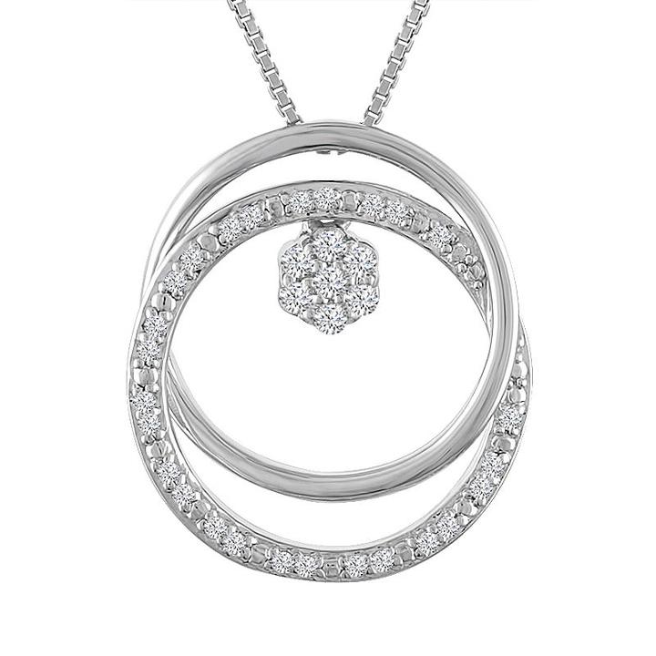 Diamond Blossom Womens 1/10 Ct. T.w. Genuine White Diamond Sterling Silver Pendant Necklace