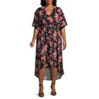 Alyx Short Sleeve Floral Wrap Dress-plus