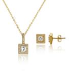 Womens 2-pc. 4 Ct. T.w. Cubic Zirconia 14k Gold Over Silver Jewelry Set