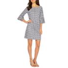 Melrose 3/4 Sleeve Checked Shift Dress