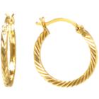 Sparkle Allure Gold Over Brass Diamond Cut Click-top Brass Hoop Earrings