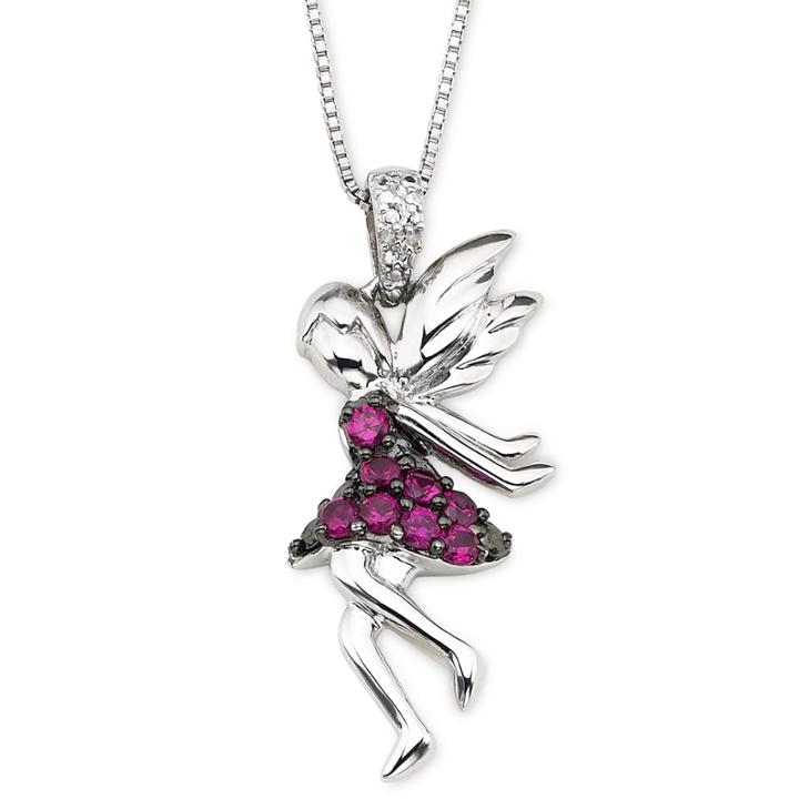 Lab-created Ruby & Diamond-accent Fairy Pendant Necklace