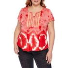 Unity World Wear Short Sleeve Scoop Neck Tie Dye T-shirt-womens Plus