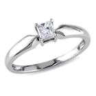 Womens 1/4 Ct. T.w. Genuine Princess White Diamond 10k Gold Solitaire Ring
