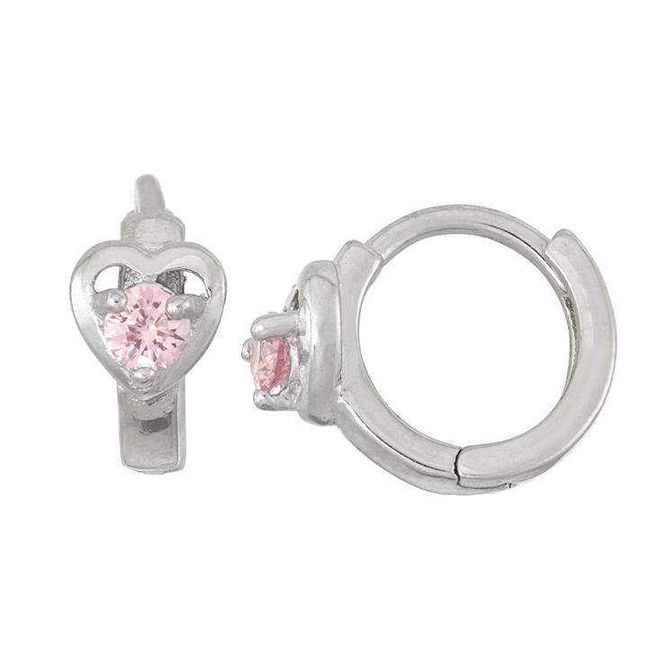 Pink Cubic Zirconia 10.5mm Flower Hoop Earrings