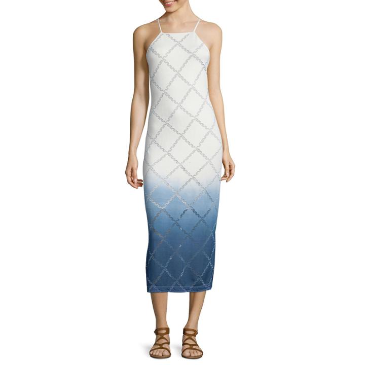 A.n.a Sleeveless Ombr Burnout Midi Dress
