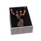 Mixit&trade; Gold-tone Murano Brown Glass Twist Earrings & Necklace Set