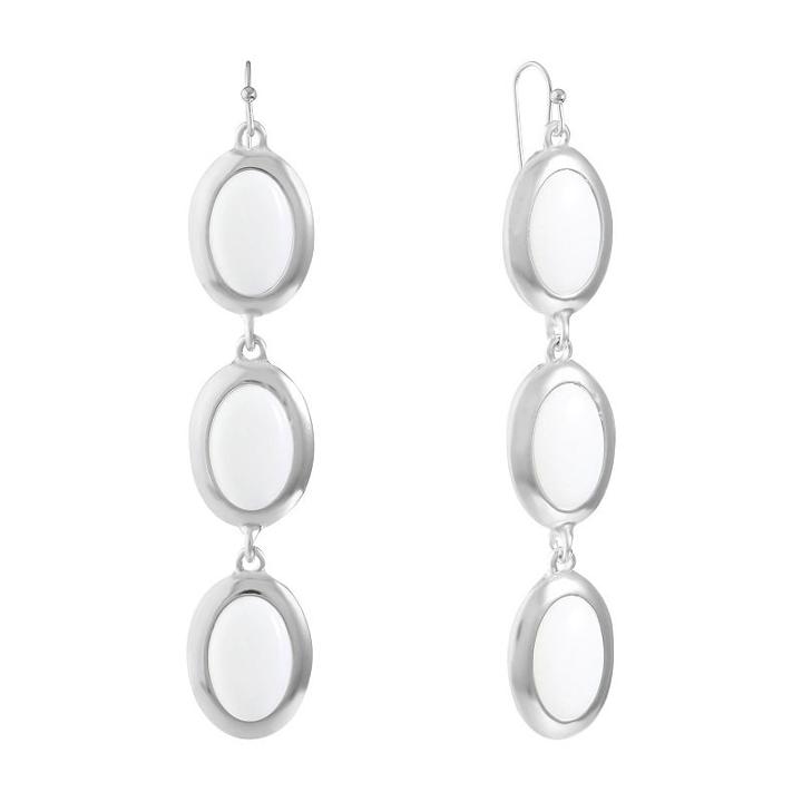 Liz Claiborne White Oval Drop Earrings