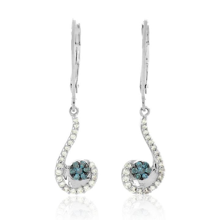 1/3 Ct. T.w. Genuine Blue Diamond Drop Earrings